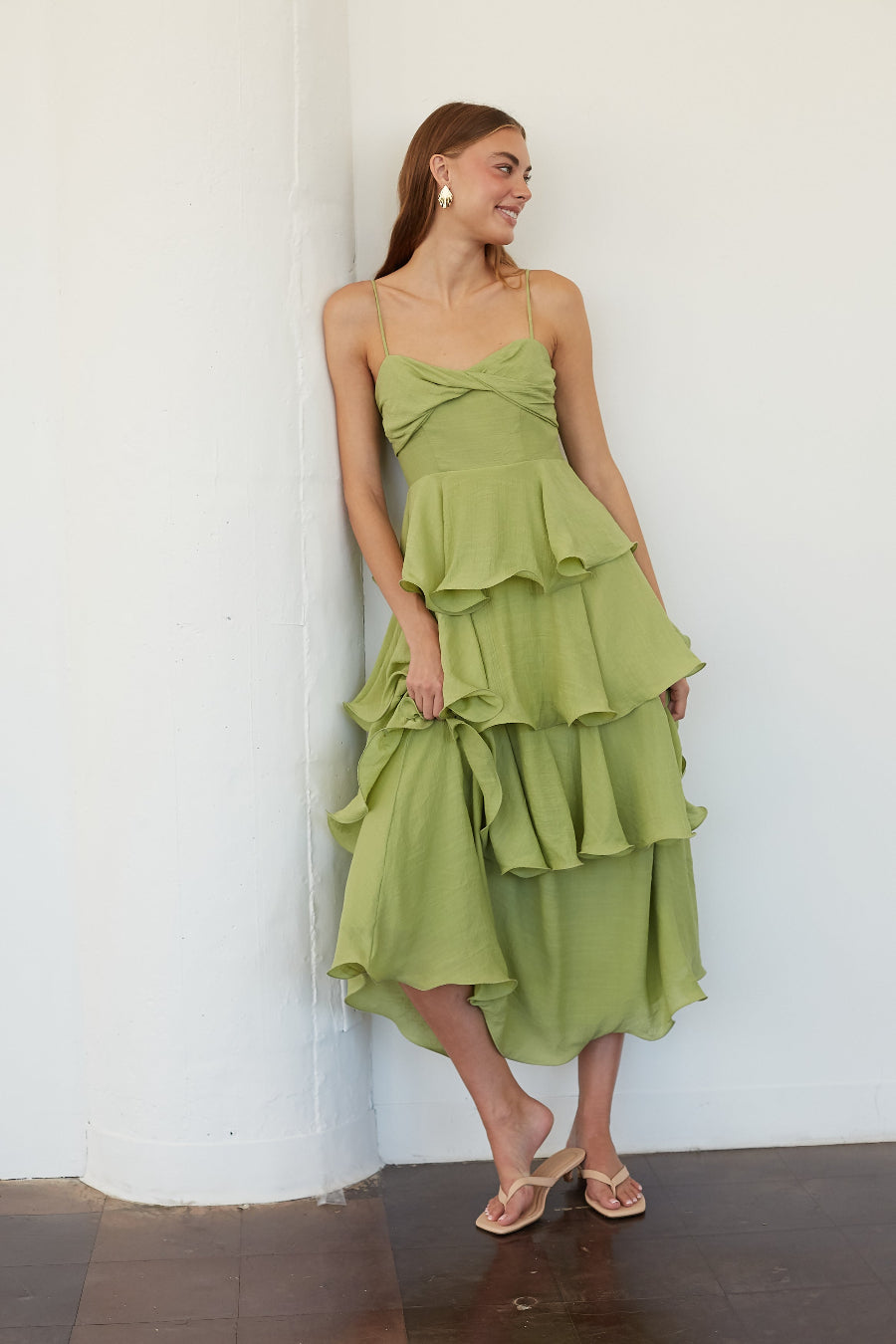Adina Tiered Ruffle Midi Dress