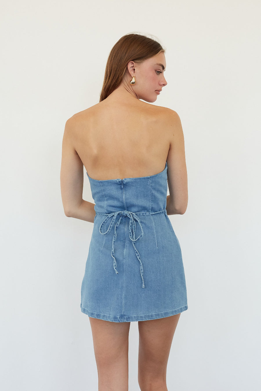 Arla Denim Romper Mini Dress