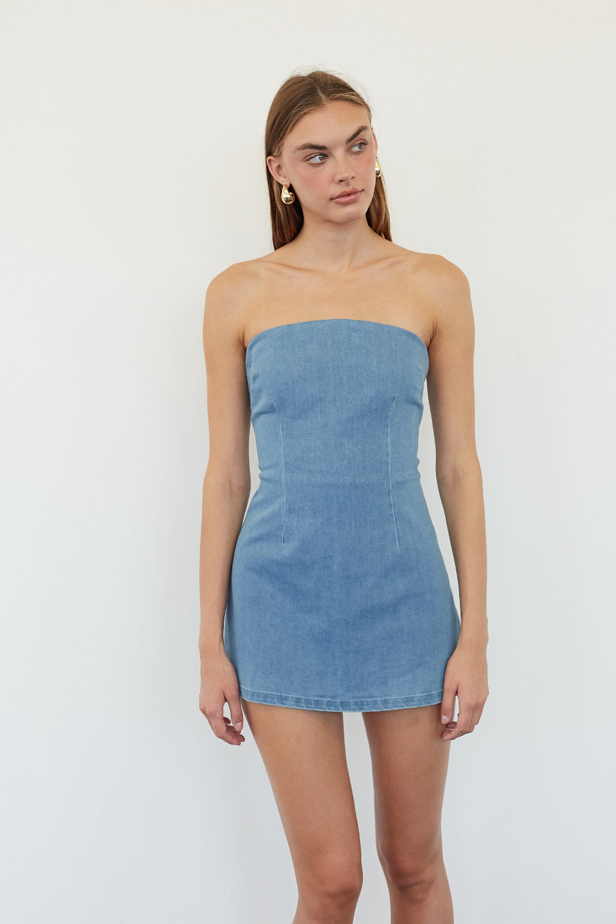 Arla Denim Romper Mini Dress