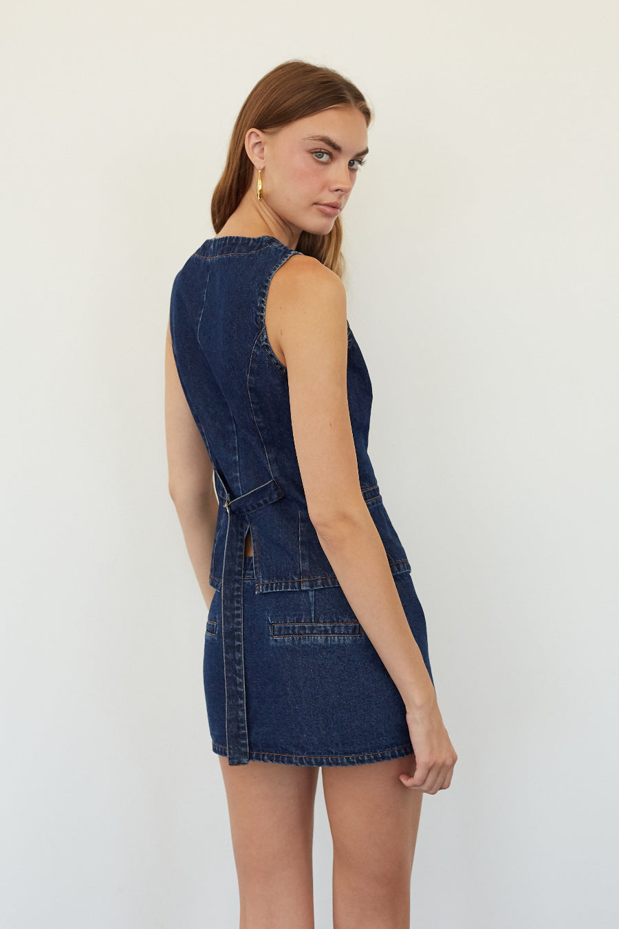 Azelia Denim Button Up Vest Top