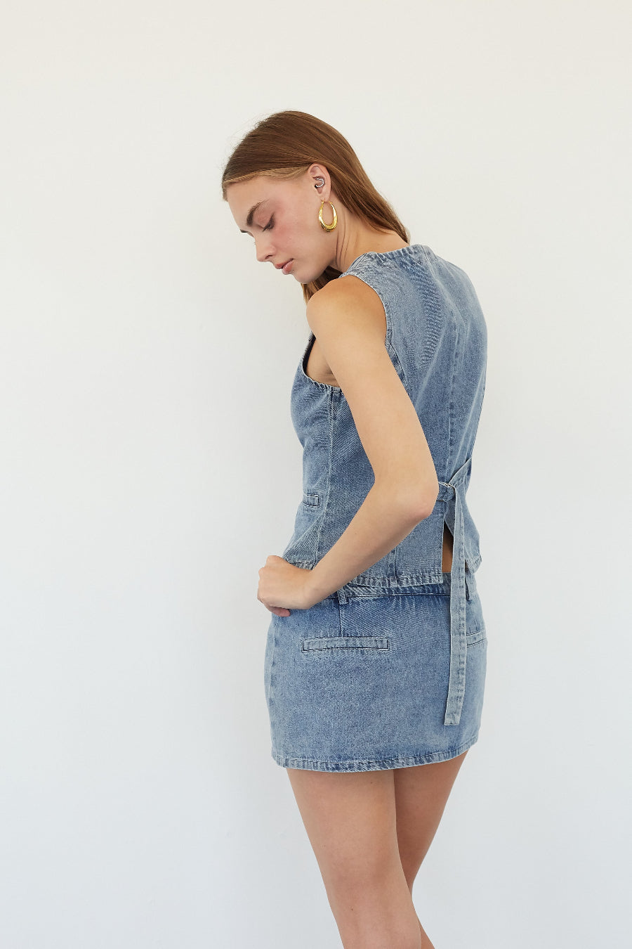 Azelia Denim Button Up Vest Top