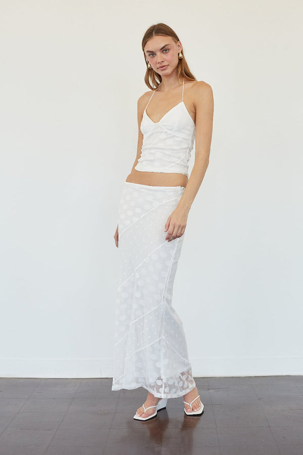 Bea Polka Dot Mesh Maxi Skirt