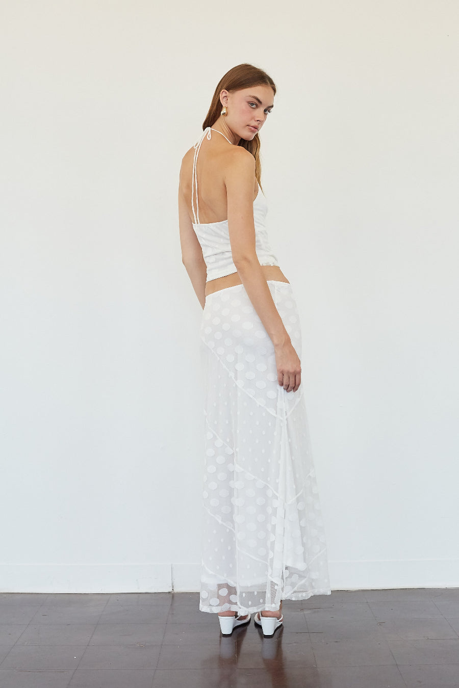Bea Polka Dot Mesh Crop Top