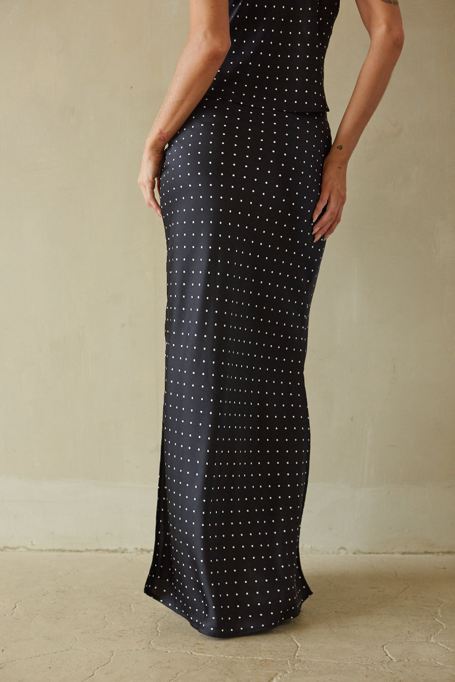 Demi Satin Polka Dot Maxi Skirt