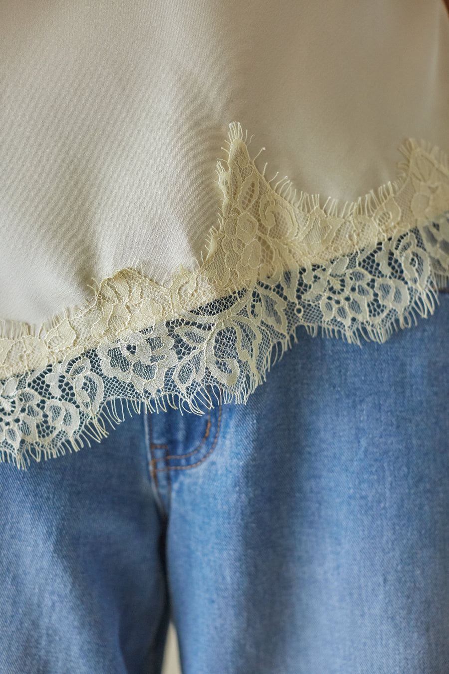 Marissa Lace Trim Asymmetrical Top