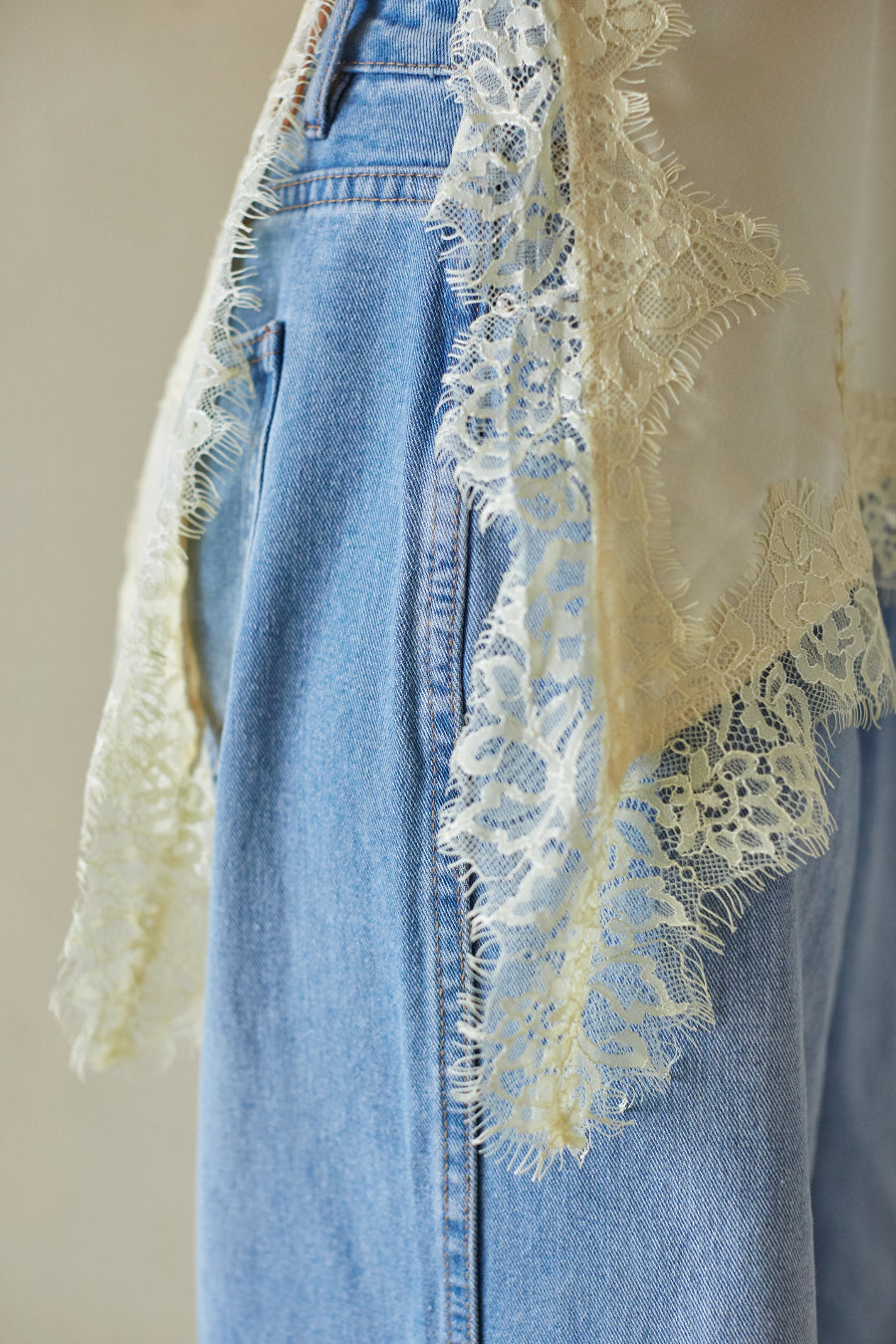 Marissa Lace Trim Asymmetrical Top