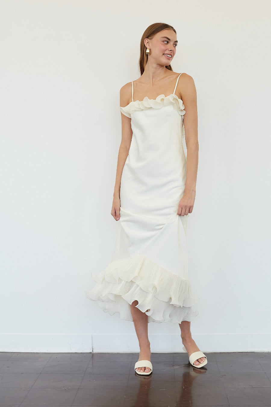 Melanie Ruffle Midi Dress
