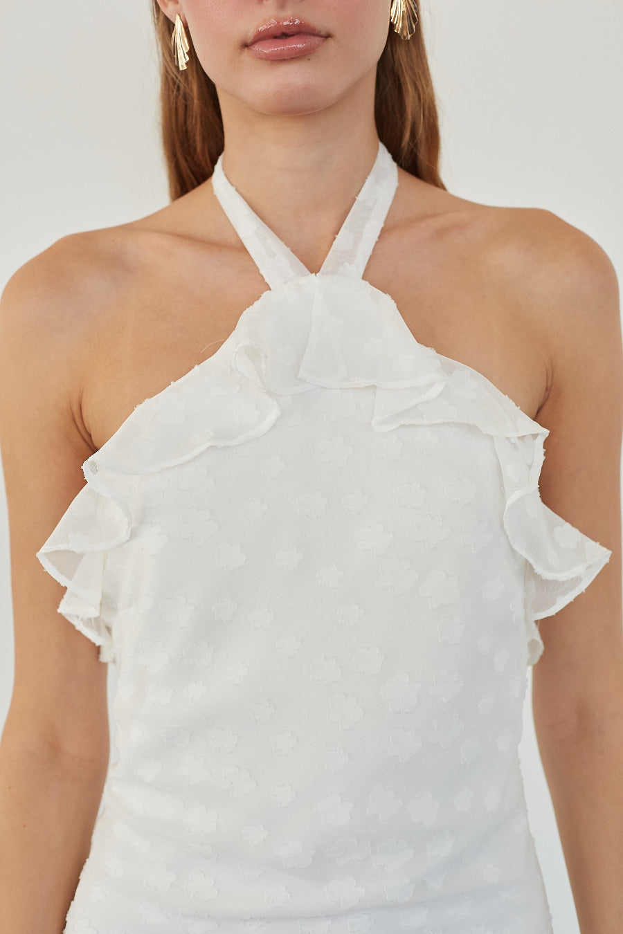Natalia Ruffle Halter Mini Dress