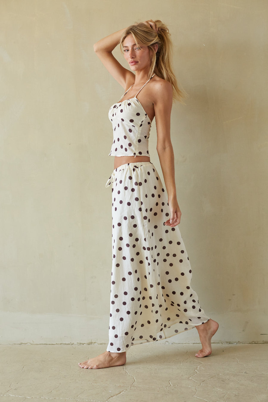 Rini Polka Dot Linen Maxi Skirt