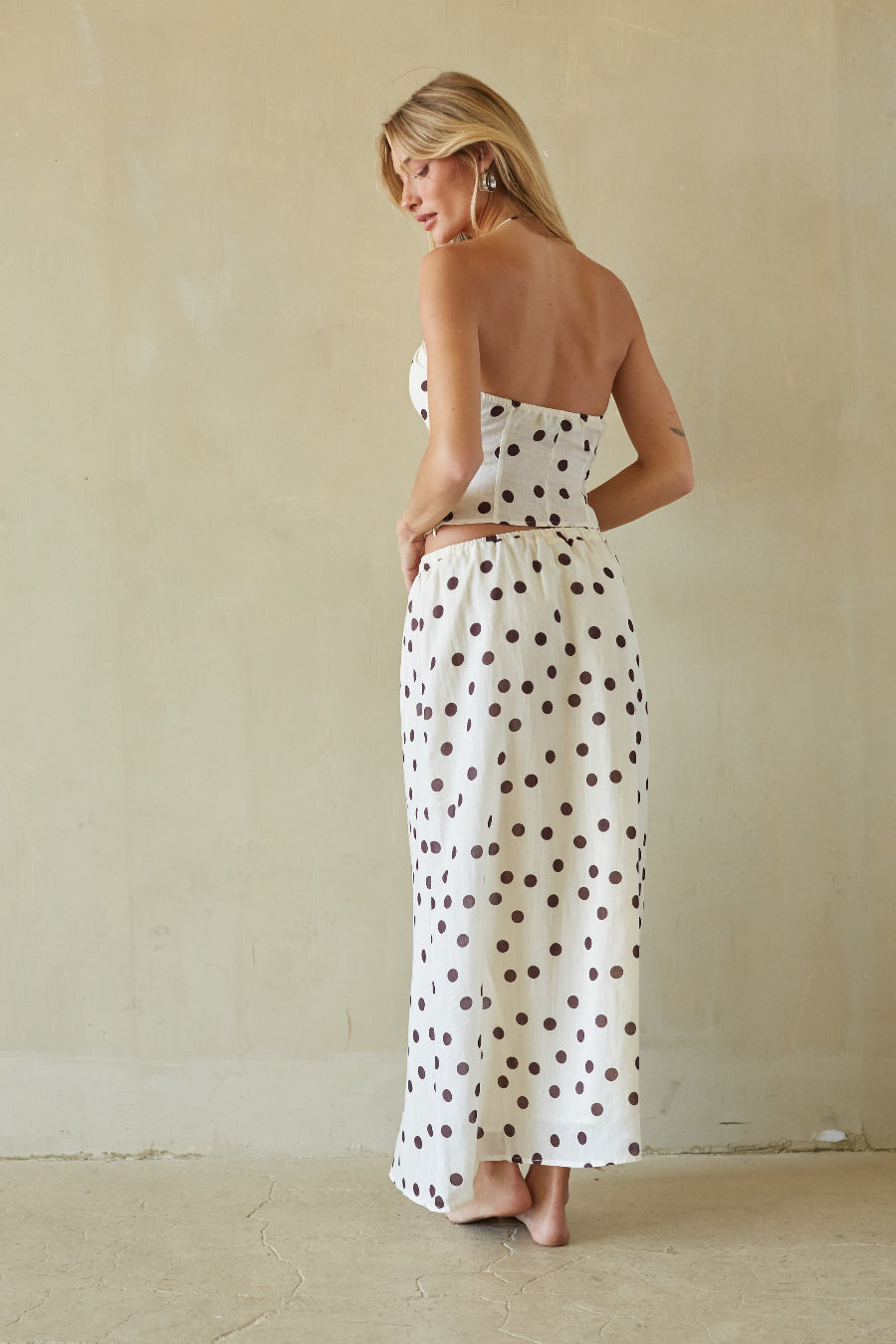 Rini Polka Dot Linen Maxi Skirt