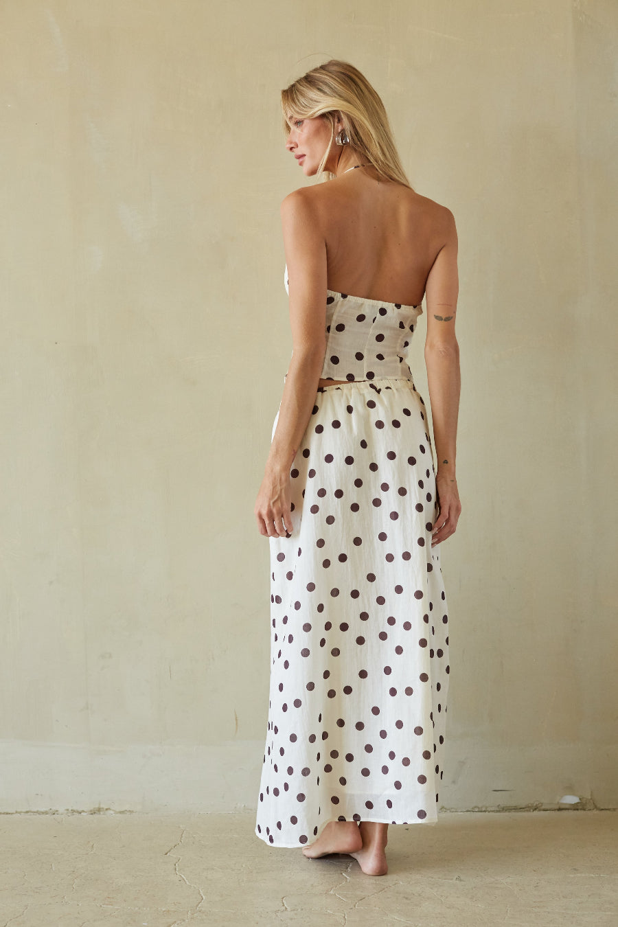 Rini Polka Dot Linen Halter Top