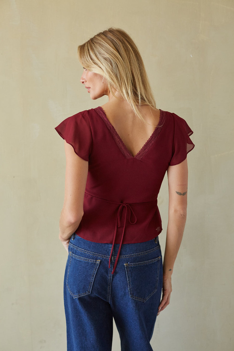 Rinna Lace Trim Babydoll Top