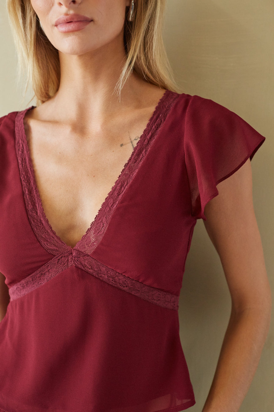 Rinna Lace Trim Babydoll Top