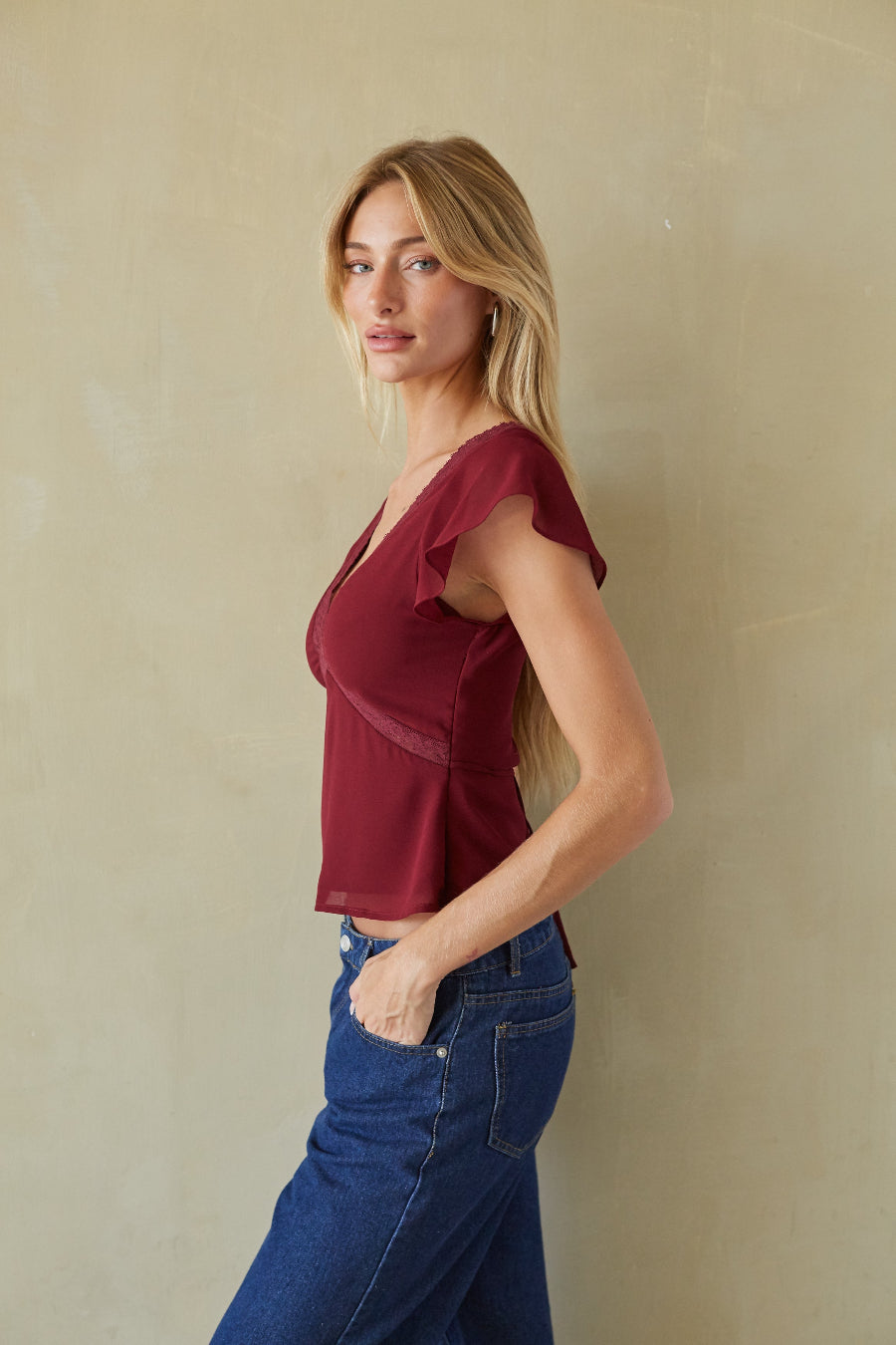 Rinna Lace Trim Babydoll Top