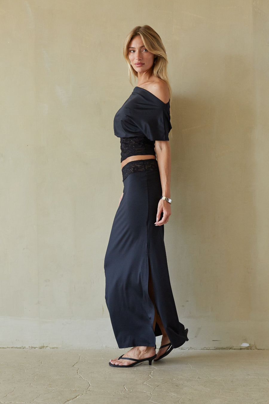 Stevie Lace Contrast Maxi Skirt