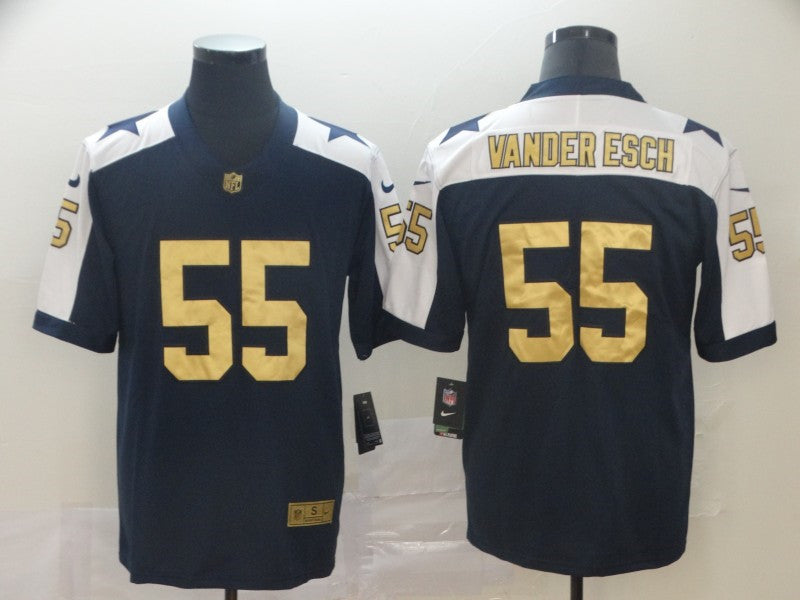 Men’s Dallas Cowboys #55 Leighton Vander Esch Nike Navy Gold Retro Football Jersey
