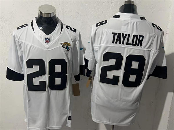 Mens Jacksonville Jaguars Retired Player #28 Fred Taylor Nike White Vapor F.U.S.E. Limited Jersey