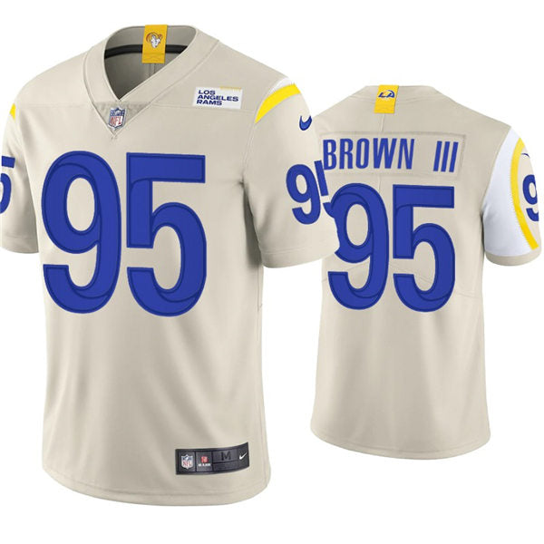 Mens Los Angeles Rams #95 Bobby Brown III Nike Bone Vapor Untouchable Limited Jersey